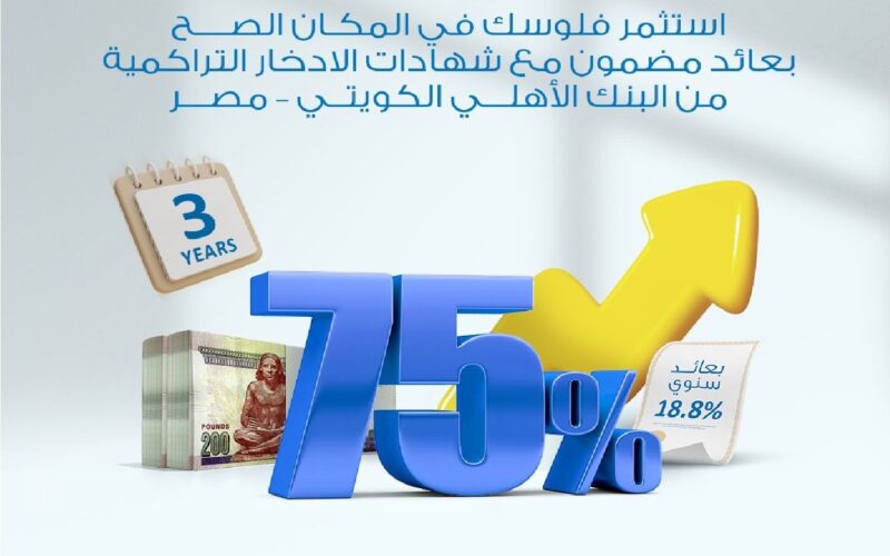 شهادات البنك الأهلي الكويتي مصر 2024: 75% عائدًا تراكميًا لمدة 3 سنوات