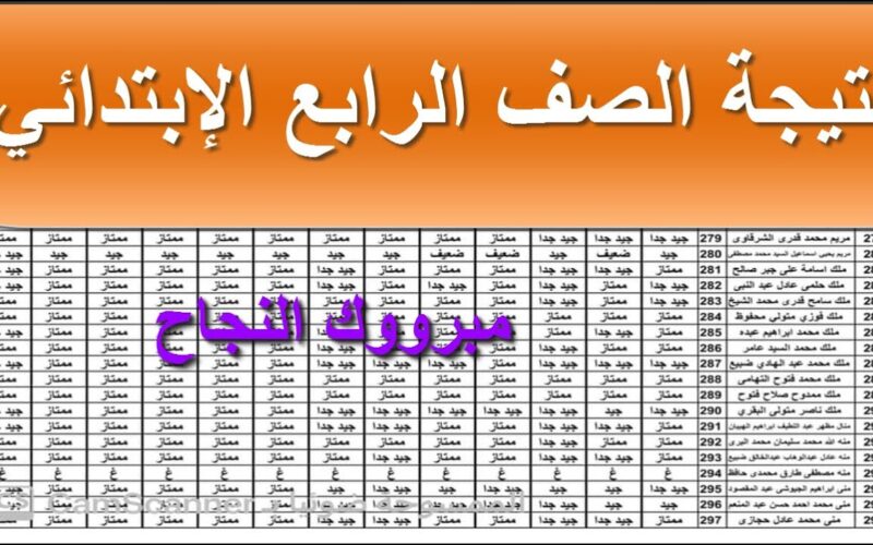 الآن نتيجة رابعة ابتدائي 2025 الترم الثاني.. وخطوات الإستعلام من خلال eduserv.cairo.gov.eg