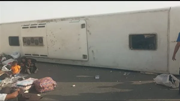 ننشر أسماء المصابين والحالة الصحية لـ50 سودانيًا إثر انقلاب أتوبيس بالطريق الصحراوي بأسوان ننشر أسماء المصابين والحالة الصحية لـ50 سودانيًا إثر انقلاب أتوبيس بالطريق الصحراوي بأسوان