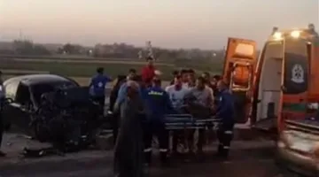 تفاصيل تصادم سيارة نقل وملاكي على الطريق الإقليمي بالمنوفية| بث مباشر