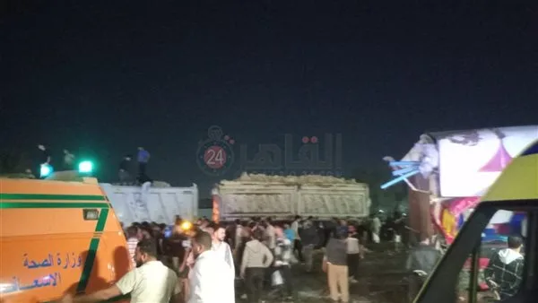 إصابة 11 شخصًا في تصادم سيارة نقل بعدد من السيارات الملاكي أعلى الطريق الدائري باتجاه السلام