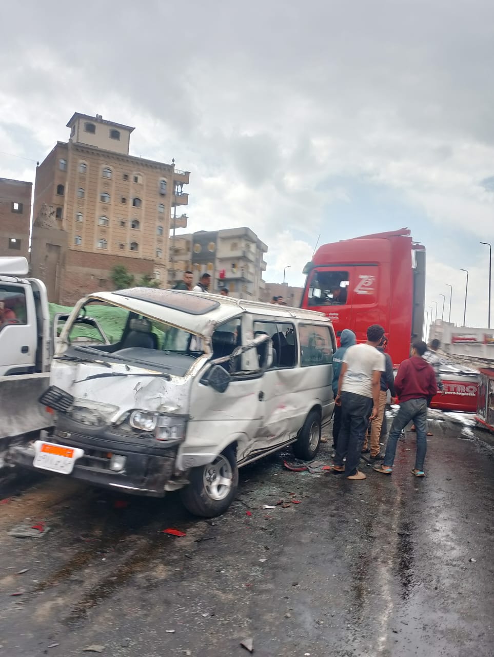 حادث تصادم على كوبري بركة السبع بالمنوفية 