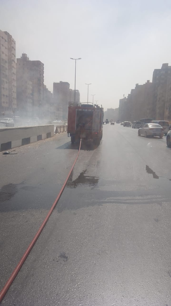 حريق مولد كهرباء بمحطة الأتوبيس الترددي في الخصوص