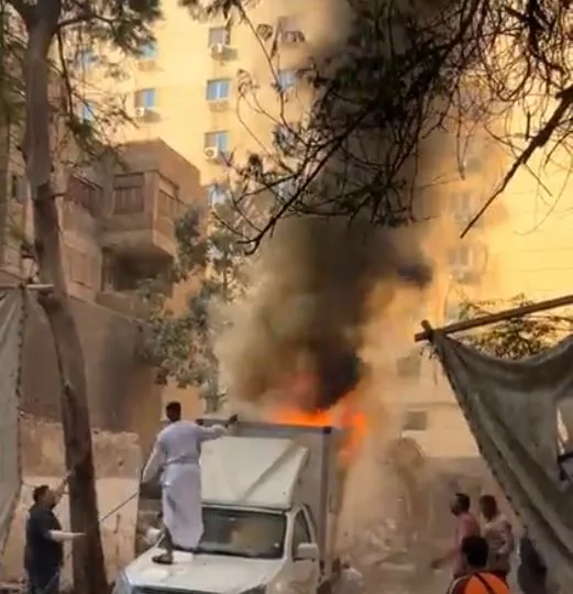 السيطرة على حريق سيارة نقل مواد غذائية في المهندسين بالجيزة