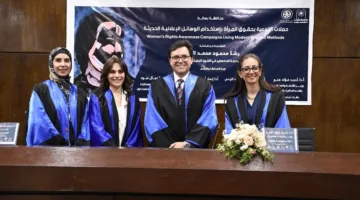 وزير الثقافة يناقش رسالة ماجستير عن حملات التوعية بحقوق المرأة باستخدام الوسائل الإعلانية الحديثة بجامعة حلوان